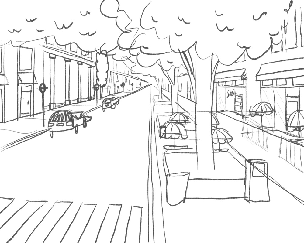 Using Procreate S Perspective Guide To Draw An Urban Street Scene Bardot Brush