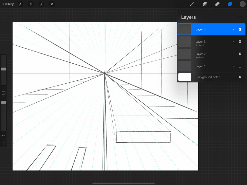 Using Procreate's Perspective Guide to Draw an Urban Street Scene