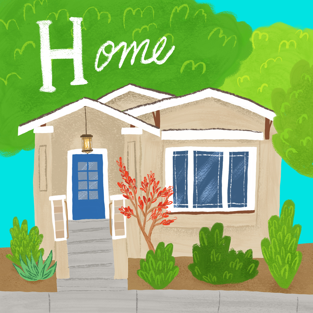 Kids drawing of new house on nature background Vector Image