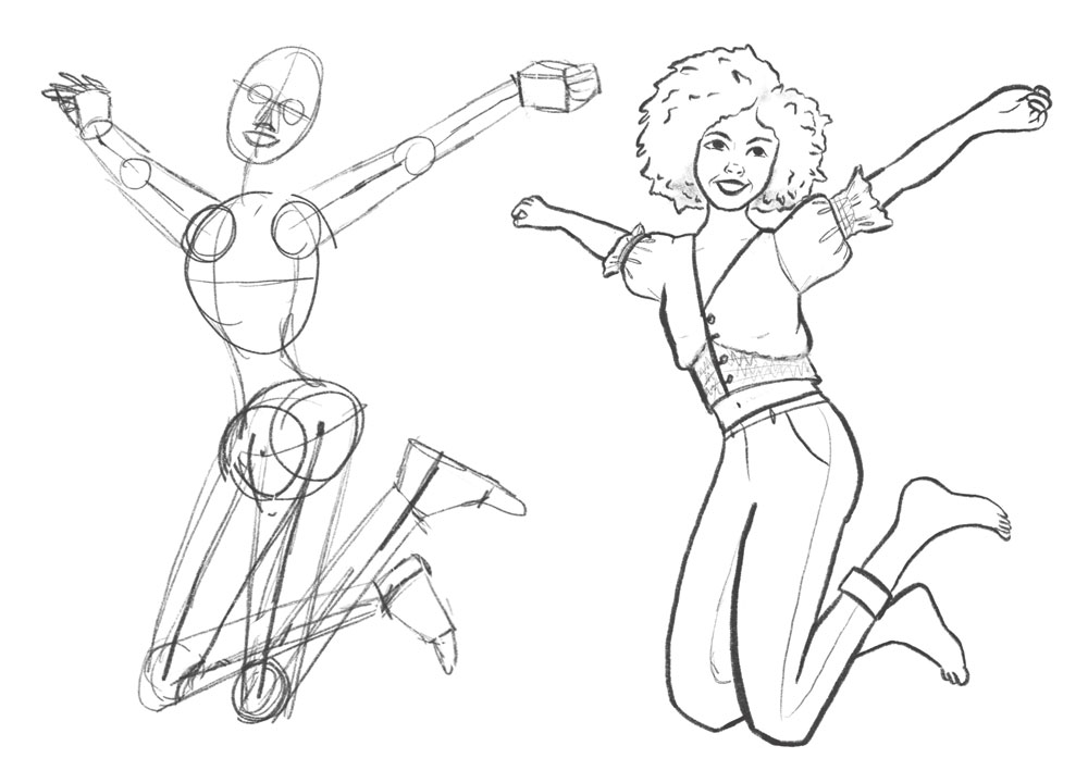 jumping poses drawing