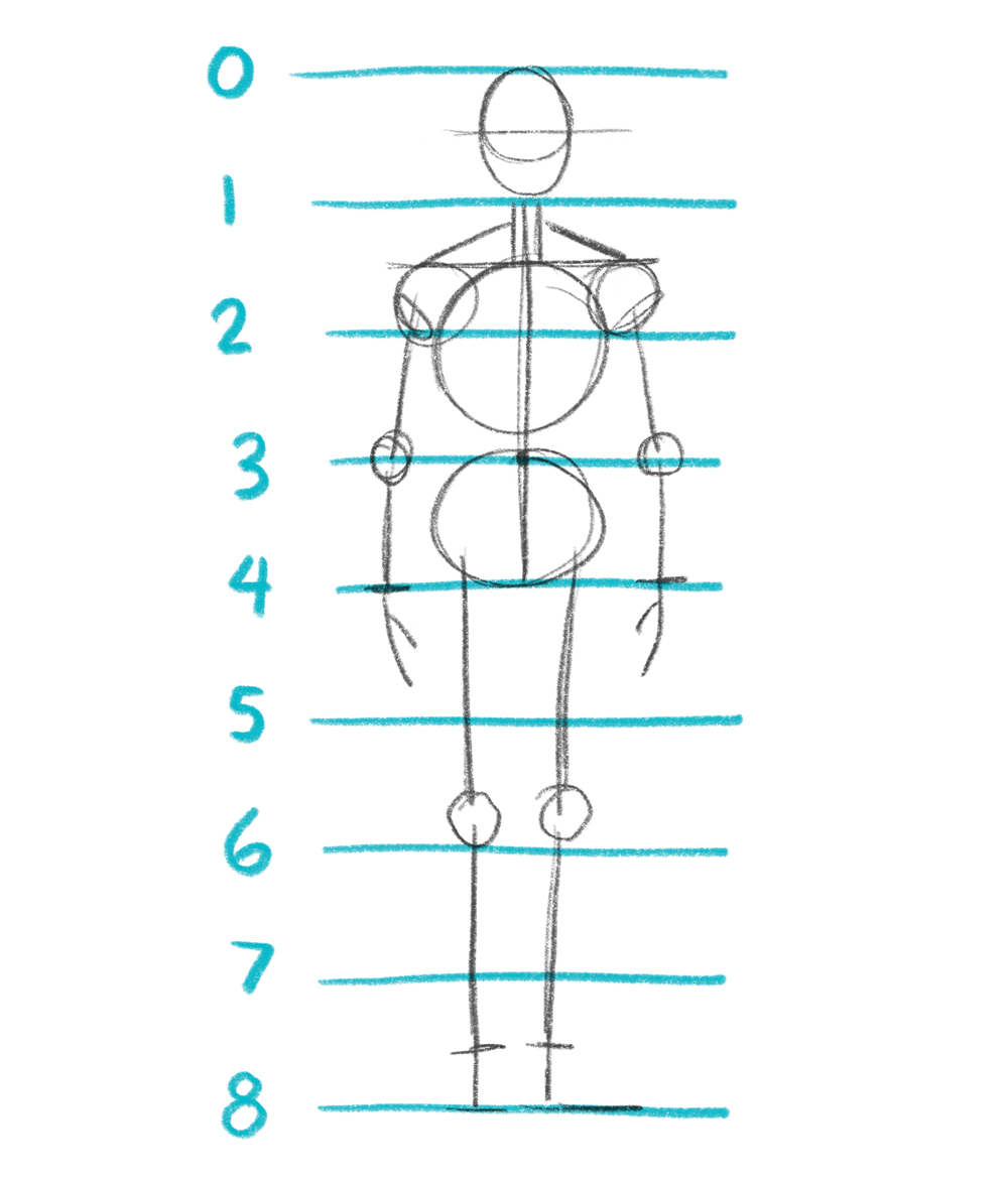 Построение человека. How to draw proportions.