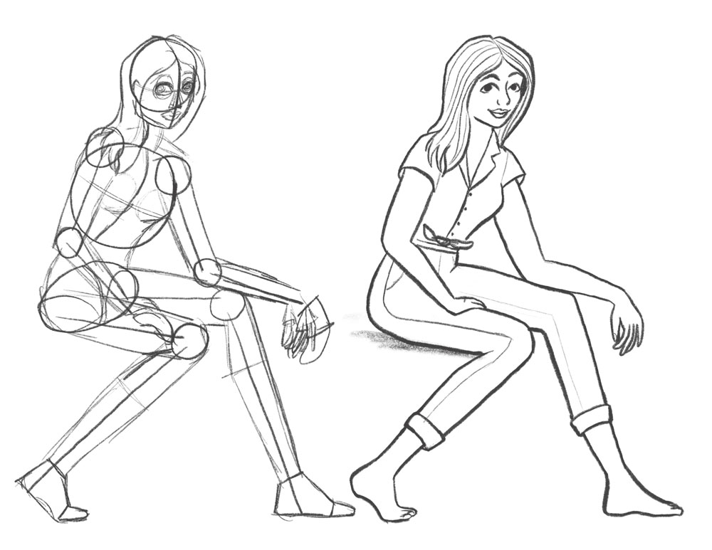 Women are sitting on chairs Women sit in different poses on chairs turned  from different sides Vector set 15413430 Vector Art at Vecteezy