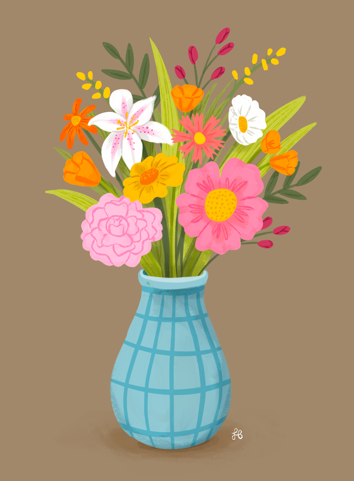 Floral Bouquet | Line Drawing | Simple